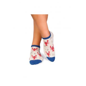 Sosete scurte bumbac Fine Cotton Sealife Homar Ecru