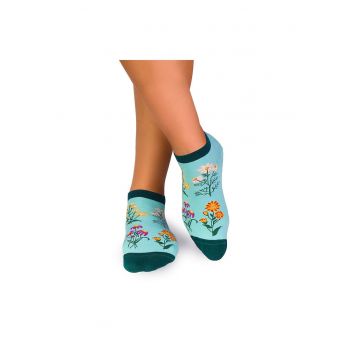 Sosete scurte bumbac - model floral - Menta