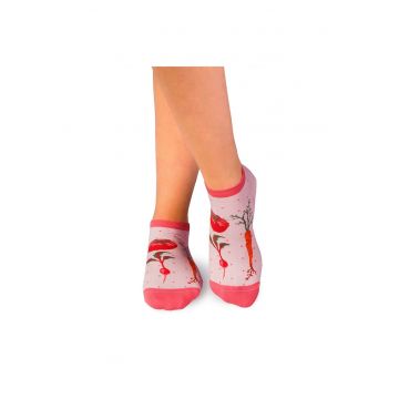 Sosete scurte bumbac organic Fine Cotton Veggie roz pal