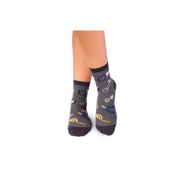 Sosete scurte peste glezna bumbac organic Fine Cotton Dorel Instalatorul Gri