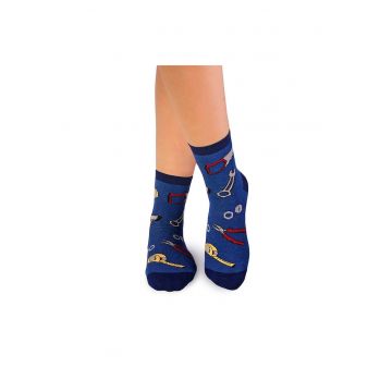 Sosete scurte peste glezna bumbac organic Fine Cotton Unelte Albastru