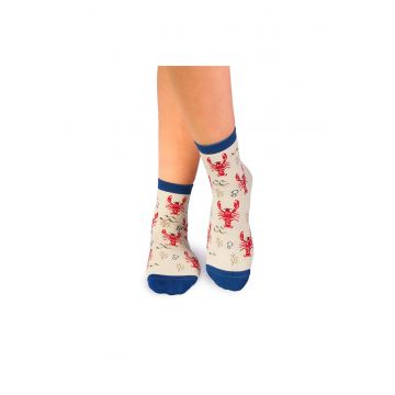 Sosete scurte peste glezna bumbac organic Sealife Homar Alb