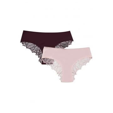 Chiloti dama  Pelia - Bumbac - Violet inchis/Bej