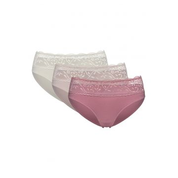 Chiloti dama set 3 perechi  bej - roz - crem