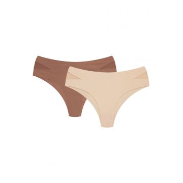 Chiloti dama set de 2 perechi Finau  bej - alb