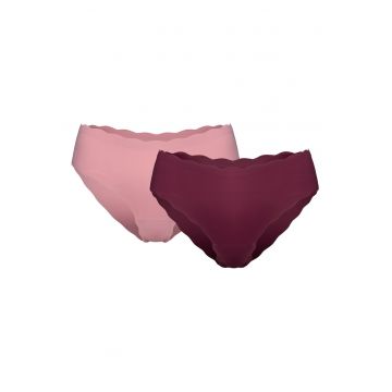 Chiloti dama set de 2 perechi -  roz - bordo