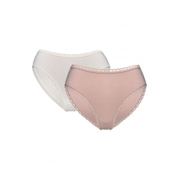 Chiloti dama set de 2 perechi -  roz murdar - crem