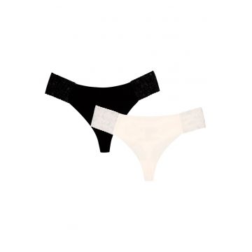 Chiloti stringi Piri set de 2  negru - crem