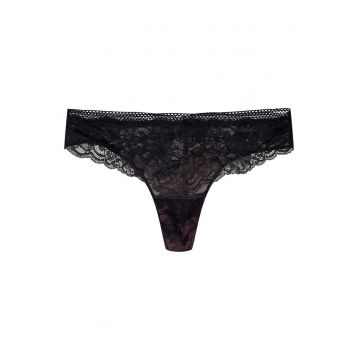 Chiloti tanga pentru dama  Dantela - Negru