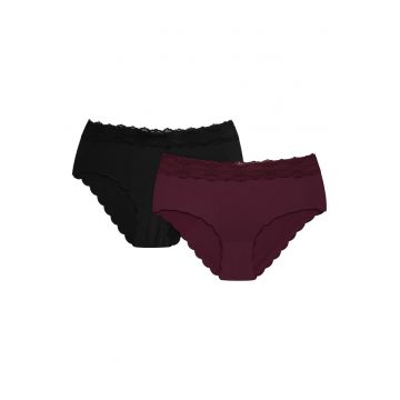 Chiloti tip figi Fronza set de 2 perechi  Negru - violet pruna