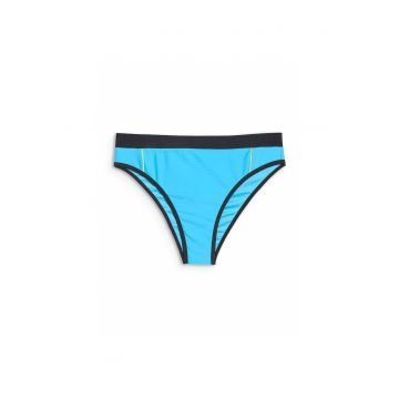 Costum de Baie Dama Bikini Albastru  Slip Talie Medie - Material Elastic si Durabil - Marimi XS-XL