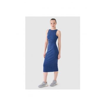 Rochie sport dama -  tricotata cu nervuri - elastic - bleumarin - 95% bumba