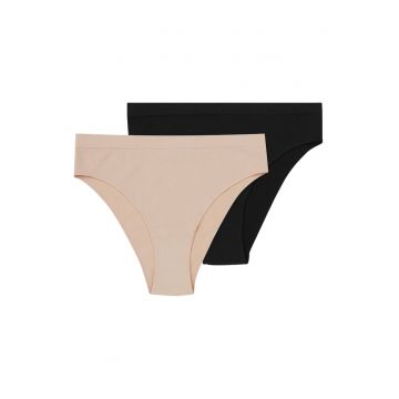 Set 2 perechi de chiloti Arleen -  Textil - pentru femei - Negru/Bej