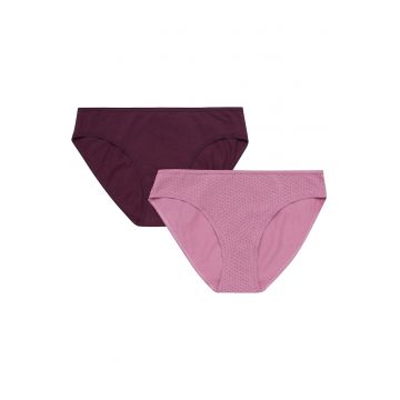 Set 2 perechi de chiloti dama -  Bumbac - Mov/Roz