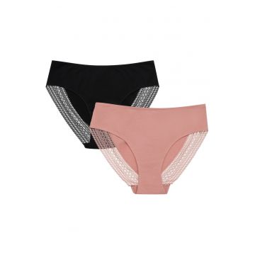 Set 2 perechi de lenjerie intima  Bumbac - Negru/Roz