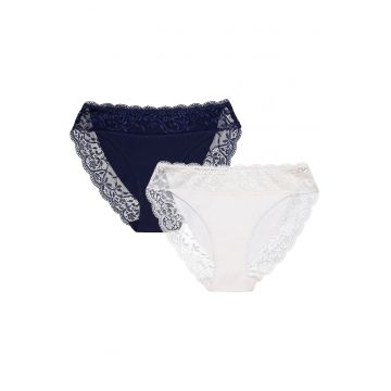 Set 2 perechi delenjerie intima  Bumbac - Bleumarin/Alb
