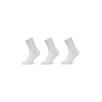 Set 3 perechi sosete inalte  albe - universale