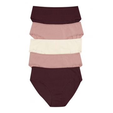 Set 5 perechi de chiloti cu talie inalta -  Bumbac - Multicolor