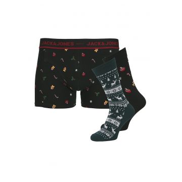 Set de 2 perechi de sosete lungi cu imprimeu si 1 pereche de boxeri