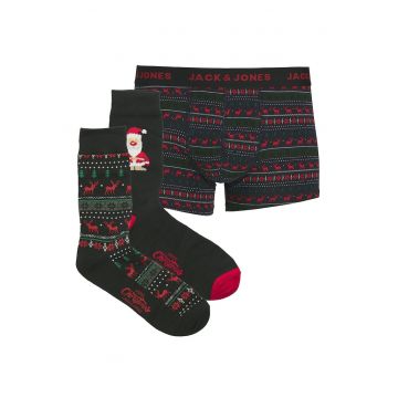 Set de 2 perechi de sosete lungi cu imprimeu si 1 pereche de boxeri