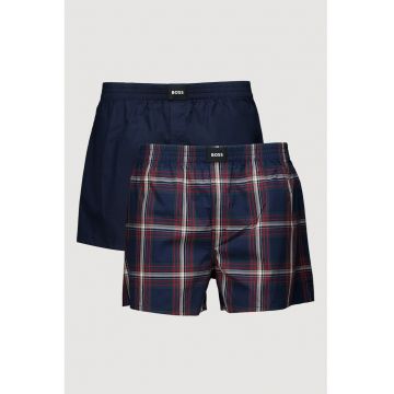 Set de boxeri din bumbac cu model uni - 2 perechi