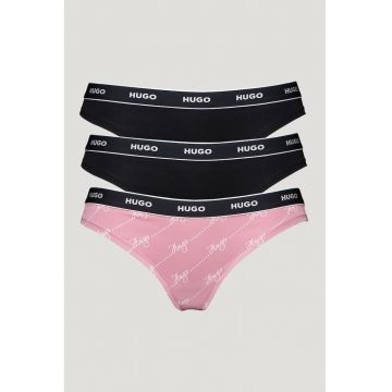 Set de chiloti tanga cu imprimeu logo - 3 perechi