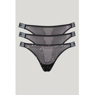 Set de chiloti tanga semitransparenti - 3 perechi