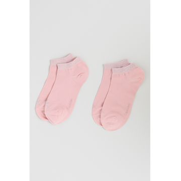 Set de sosete pana la glezna cu detaliu contrastant - 2 perechi