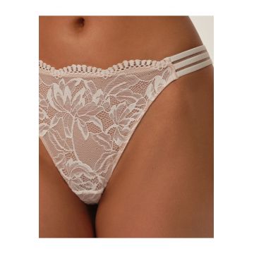 Slip dama  tip brazilian - poliamida/dantela - alb crem