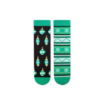 Sosete bumbac de craciun Arty Socks Globuri Negru Menta