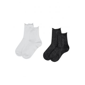 Sosete dama  set 2 perechi - alb si negru - lungi - bumbac