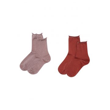 Sosete dama  set 2 perechi - roz inchis - lungi - bumbac