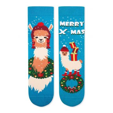 Sosete de Craciun din bumbac Arty Socks cu Lama Turcoaz