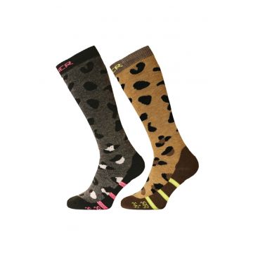 Sosete  Ladies Ski Socks Animal - Pachet Dublu - Maro/Negru