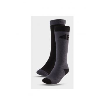 Sosete Ski Junior  Model M145 - Set 2 Perechi - Multicolor - Marimi 32-40 - Croiala Mid-Calf - Material Elastic Durabil - Logo 4F - Sezon AW24 - Baieti - Fara Cusaturi - Ideal pentru Sporturi de Iarna