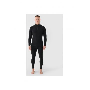 Tricou Termoactiv Barbati Negru Intens  - Lana Merino si Tehnologia 4FSkin pentru Ski si Iarna - Marimi S-3XL