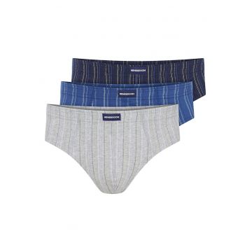 Chiloti barbati Classic  set de 3 perechi albastru - gri deschis - bleumarin XXL