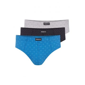 Chiloti barbati Classic  set de 3 perechi negru - gri - albastru XXL