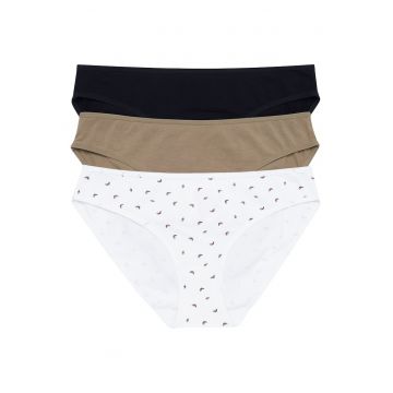 Chiloti dama set de 3 perechi alb-negru