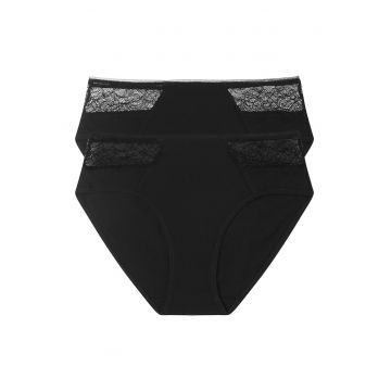 Chiloti de tip figi  Hally set de 2 perechi Negru - Negru