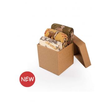 Cutie cu 3 perechi sosete din bumbac Povesti de Toamna – Soricel - Caprioara - Iepure