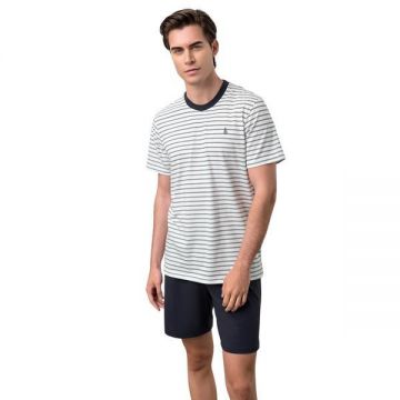 Pijama de barbati, Vamp 18285, L, Bumbac, Alb