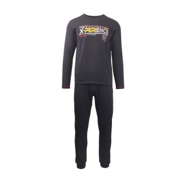 Pijama pentru barbat, Univers Fashion, antracit, bluza cu imprimeu pe piept, pantaloni lungi, M