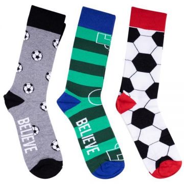 Set 3 perechi de sosete colorate unisex Fotbal Day, one size, Multicolor
