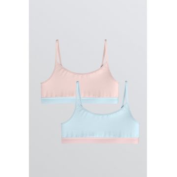 Set de bustiere din amestec de bumbac cu bretele inguste - 2 Piese