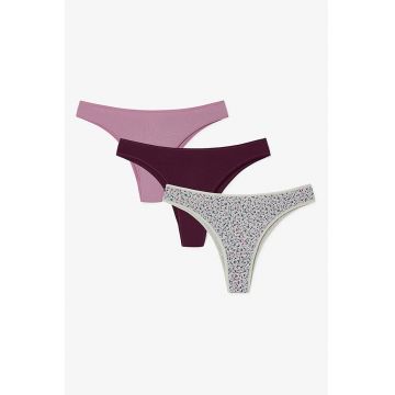 Set de chiloti brazilieni din amestec de bumbac - 3 perechi