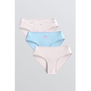 Set de chiloti cu imprimeu curcubeu - 3 perechi