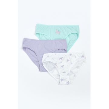 Set de chiloti cu imprimeu unicorn - 3 perechi