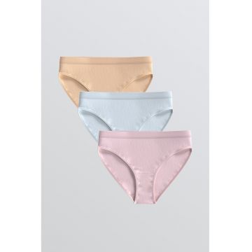 Set de chiloti cu model uni - 3 piese