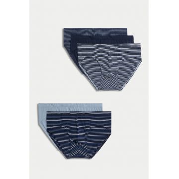 Set de chiloti din bumbac cu model in dungi - 5 Piese